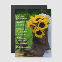 Invitación Magnética Los girasoles rusos y el vaquero bota al Boda occi