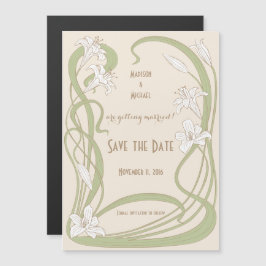 Invitación Magnética Los Lilies Blancos Guardan La Fecha