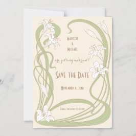 Invitación Magnética Los Lilies Blancos Guardan La Fecha