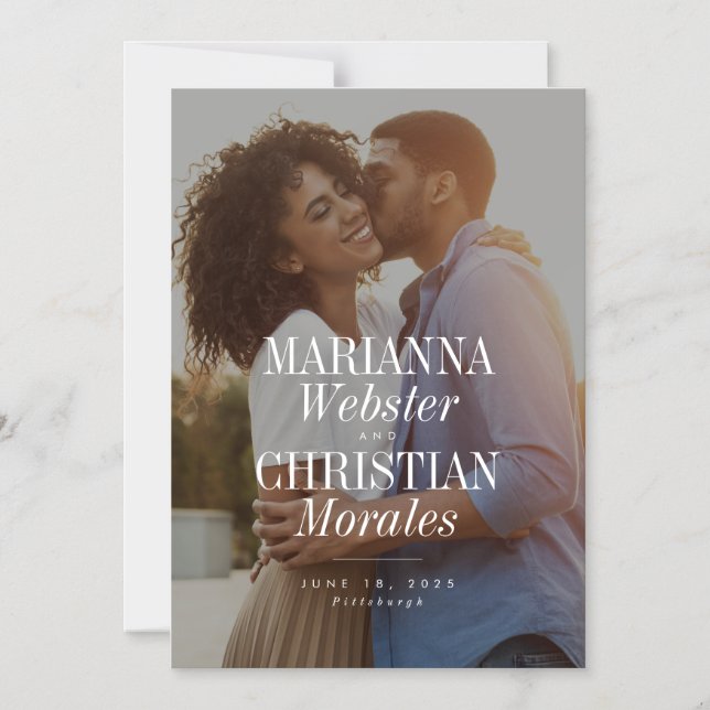 Invitación Magnética Los nombres en negrita son una única foto moderna  (Anverso)