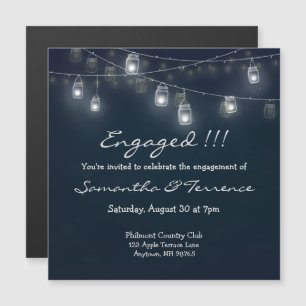 Invitación Magnética Luces de Cafe ENGAGED Tarros de Mason