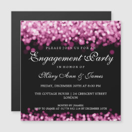 Invitación Magnética Luces rosadas del partido de compromiso boda