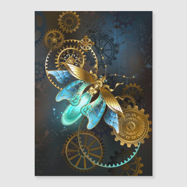 Invitación Magnética Luciérnaga de Steampunk (Anverso)