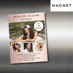 Invitación Magnética Lujo de collage de fotos de oro de la fiesta de cu<br><div class="desc">Crea tu propio collage de fotos único. Usa cuatro,  cuatro de tus fotos favoritas. Personalice y agregue un nombre y detalles del fiesta. Fondo Subió de gradiente dorado,  texto negro.</div>