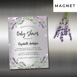 Invitación Magnética lujo de eucalipto de plata lavender de Baby Shower