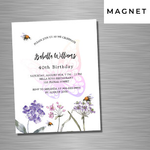 Invitación Magnética Lujo de fiesta de cumpleaños mariposa violeta de f