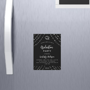Invitación Magnética Lujo de fiesta de graduación de estrellas de plata