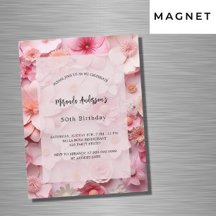 Invitación Magnética Lujo de flores rosas de cumpleaños