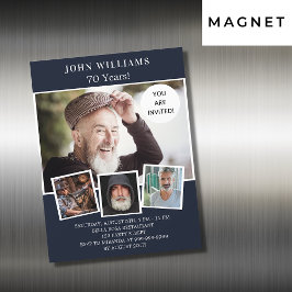 Invitación Magnética Lujo de la fiesta de cumpleaños con fotos azul mar