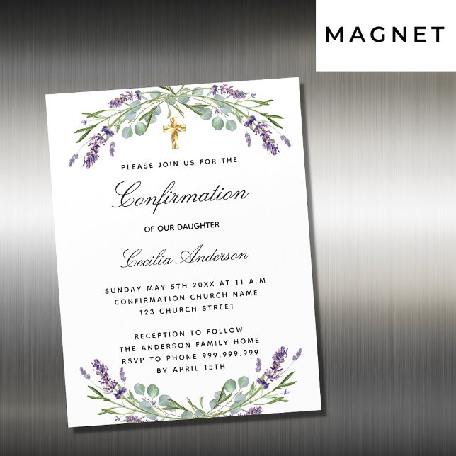 Invitación Magnética Lujo de los violines de lavanda de confirmación (Subido por el creador)