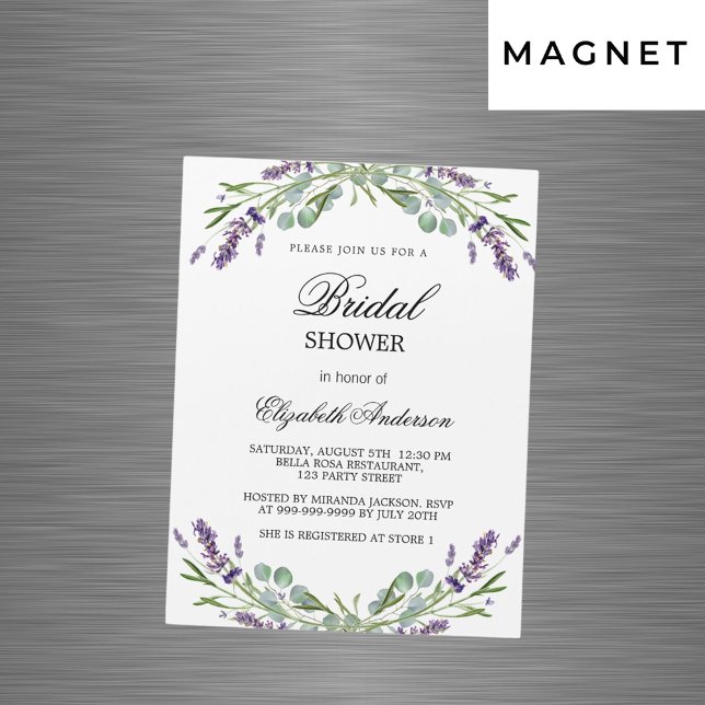 Invitación Magnética Lujo de lujo de lavanda de ducha de novia violeta (Subido por el creador)
