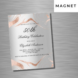 Invitación Magnética Lujo de mármol dorado del rosa de plata de cumplea