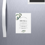 Invitación Magnética Lujo elegante de escritura blanca y vegetación de<br><div class="desc">Delante: un elegante fondo blanco decorado con simples hojas de ginkgo dorado. Personalice y agregue su nombre y detalles del fiesta.</div>