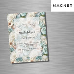 Invitación Magnética Lujo floral verde y polvoriento de cumpleaños<br><div class="desc">Flores verdes y blancas como fondo. Personalice y agregue un nombre y detalles del fiesta.</div>