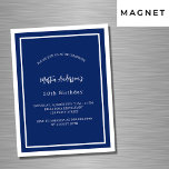 Invitación Magnética Lujo minimalista azul marino de cumpleaños<br><div class="desc">Una invitación magnética moderna y elegante. Un fondo azul marino decorado con marcos blancos. Personalice y agregue un nombre y detalles. Texto blanco.</div>