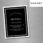 Invitación Magnética Lujo minimalista blanco negro de cumpleaños<br><div class="desc">Una invitación magnética moderna y elegante. Un fondo negro decorado con marcos blancos. Personalice y agregue un nombre y detalles. Texto blanco.</div>