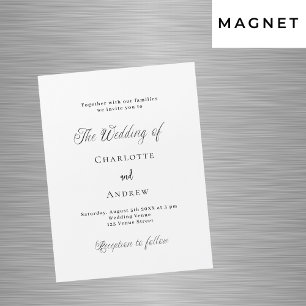 Invitación Magnética lujo moderno clásico-blanco negro boda