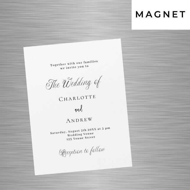 Invitación Magnética lujo moderno clásico-blanco negro boda (Subido por el creador)