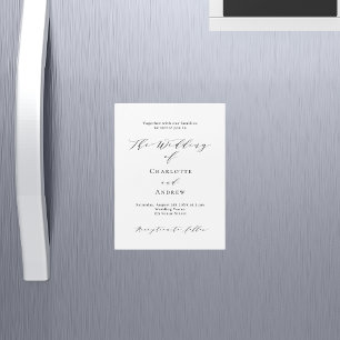 Invitación Magnética lujo moderno clásico-blanco negro boda