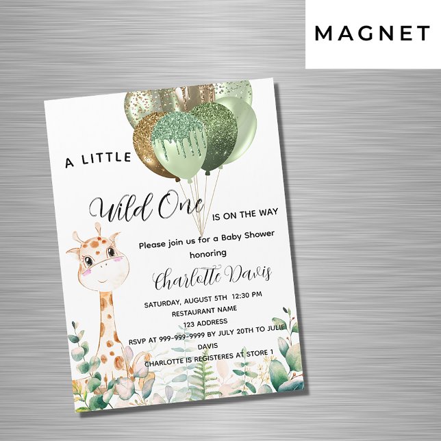 Invitación Magnética Lujo salvaje de la jungla de una ducha bebé (Subido por el creador)