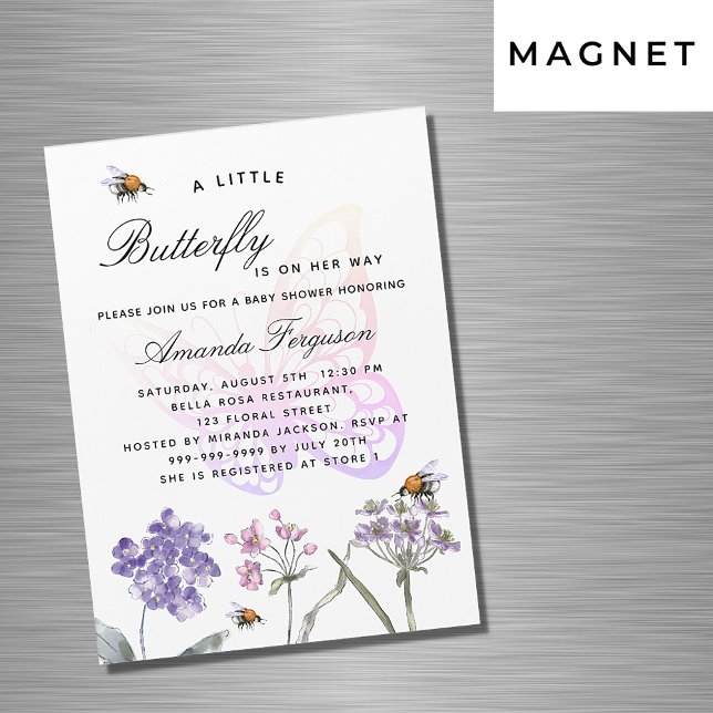 Invitación Magnética Lujo violáceo de flores silvestres de Baby Shower (Subido por el creador)