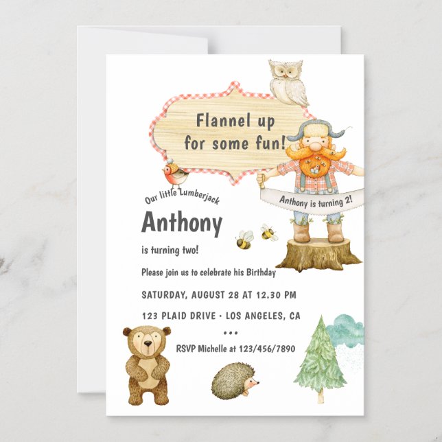 Invitación Magnética Lumberjack Birthday Party (Anverso)