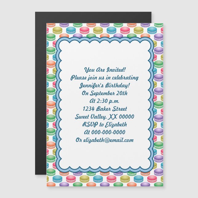 Invitación Magnética Macarones coloridos de arte pop (Anverso/Reverso)