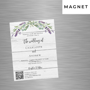 Invitación Magnética Madera verde lavanda boda de lujo QR código