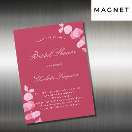 Invitación Magnética Magenta eucalipto blanco ducha de novia de lujo