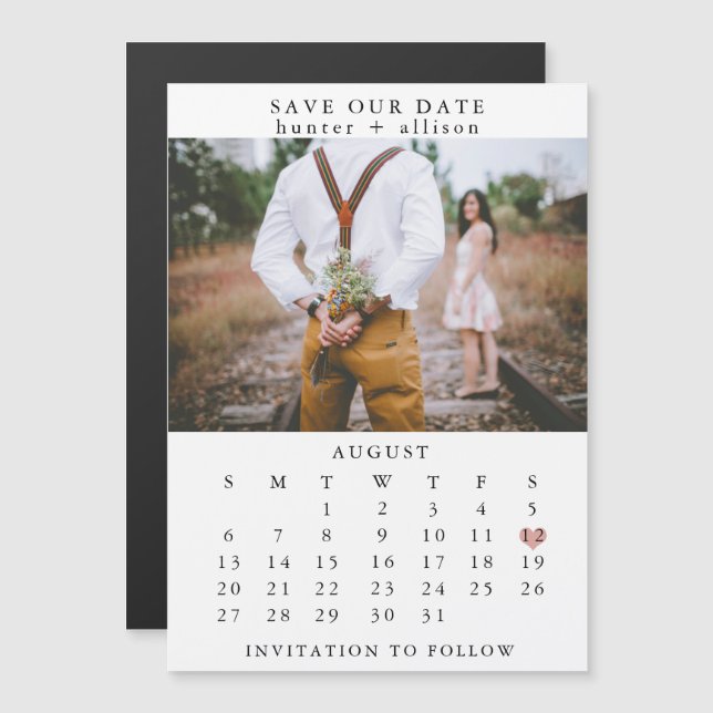 Invitación Magnética Magnate de calendario | Guardar el DAte (Anverso/Reverso)