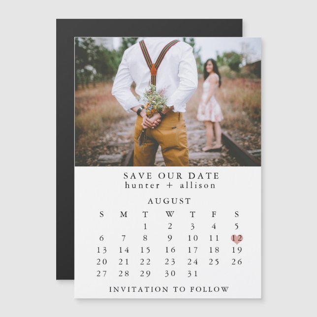 Invitación Magnética Magnate de calendario | Guardar el DAte (Anverso/Reverso)