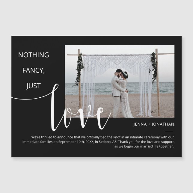 Invitación Magnética Magnate de fotos de escritura mínima moderna en bl (Anverso)