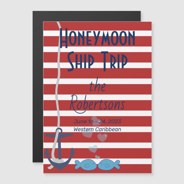 Invitación Magnética Magnate de la puerta de crucero de luna de miel (Anverso/Reverso)