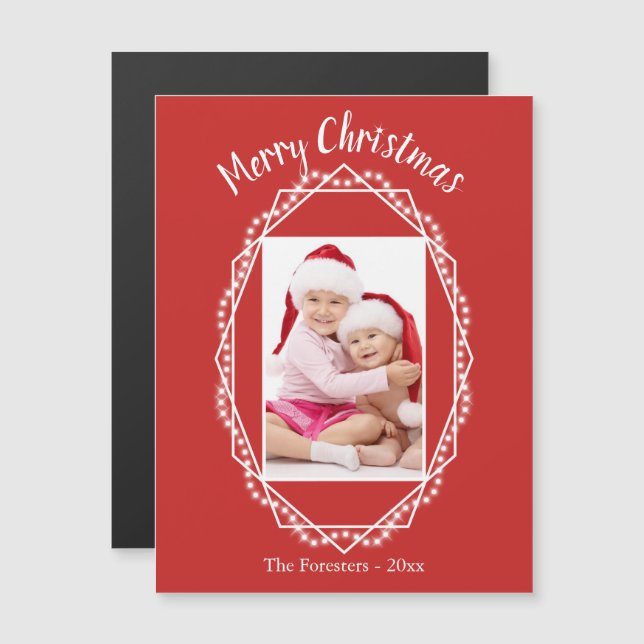 Invitación Magnética Magnate fotográfico de vacaciones geométricas (Anverso/Reverso)