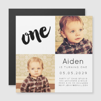 Invitación Magnética |MAGNET| Baby Boy Chica One First Birday Photo Car