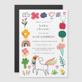 Invitación Magnética |MAGNET| Cute Sweet Unicorn Baby Shower Invite