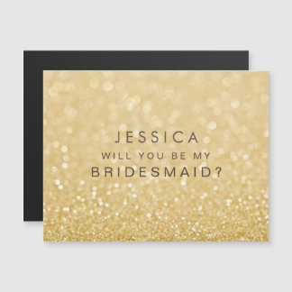 Invitación Magnética MAGNET Serás mi dama de honor Faux Gold Purpurina