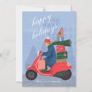 Invitación Magnética Magnetic Happy Holidays Scooter Non-Photo Card