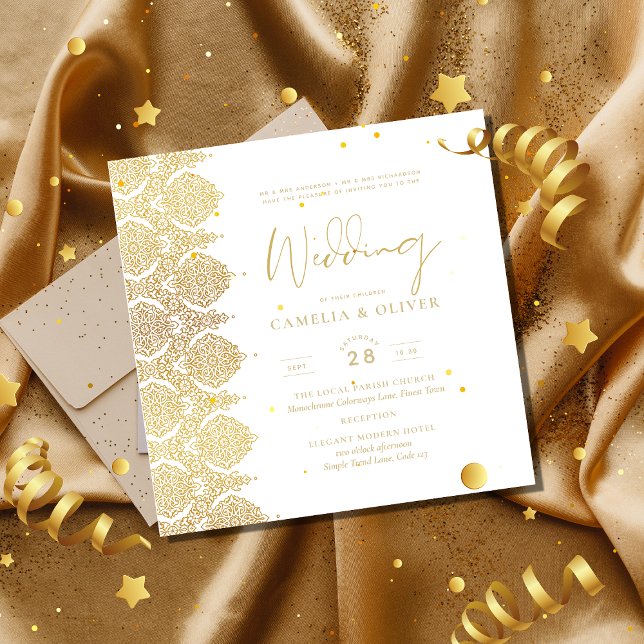Invitación Magnética MAGNETIC Lace Blanco Elegante Boda Invitado (Subido por el creador)