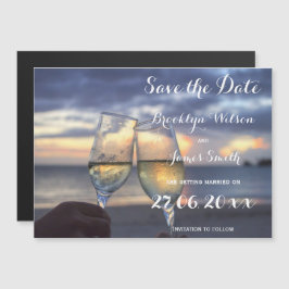 Invitación Magnética Magnético Atardecer En La Boda De Playa Ahorra La