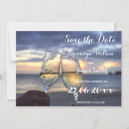 Invitación Magnética Magnético Atardecer En La Boda De Playa Ahorra La