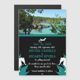 Invitación Magnética Magnético de Boda Tropical Beach Save The Dates