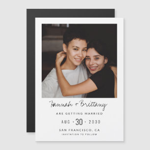 Invitación Magnética Magnético moderno de fotos LGBTQ Salven la fecha