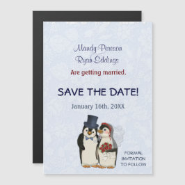 Invitación Magnética Magnético Penguin Winter Wedding Save The Date