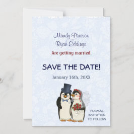 Invitación Magnética Magnético Penguin Winter Wedding Save The Date
