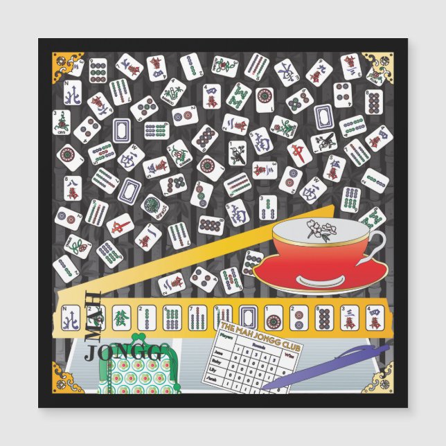 Invitación Magnética Mah Jongg Limerick Mahj Flat Magnet (Anverso)