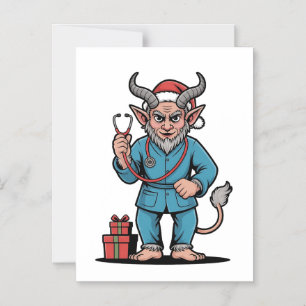 Invitación Magnética Malvado Krampus Enfermera Enfermería Navidades