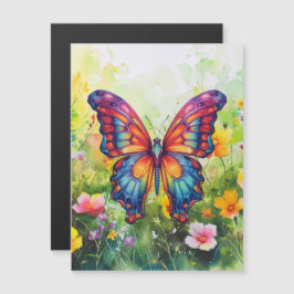 Invitación Magnética Mariposa Azul Naranja Alas