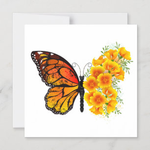 Invitación Magnética Mariposa de flores con amapola amarilla de Califor