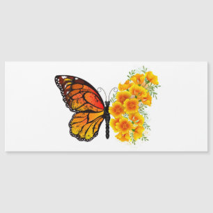 Invitación Magnética Mariposa de flores con amapola amarilla de Califor